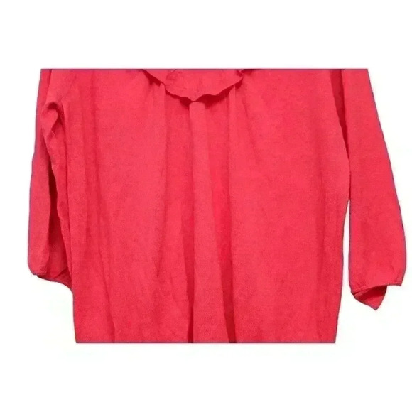 NWT Ann Taylor LOFT Sz XXL Blouse Long Sleeve Pink Linen Cotton Colorful Ruffle - Picture 3 of 13